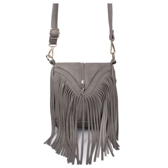 ❤️ The Teona Gray Vegan Leather Fringe Handbag - Picture 6 of 7